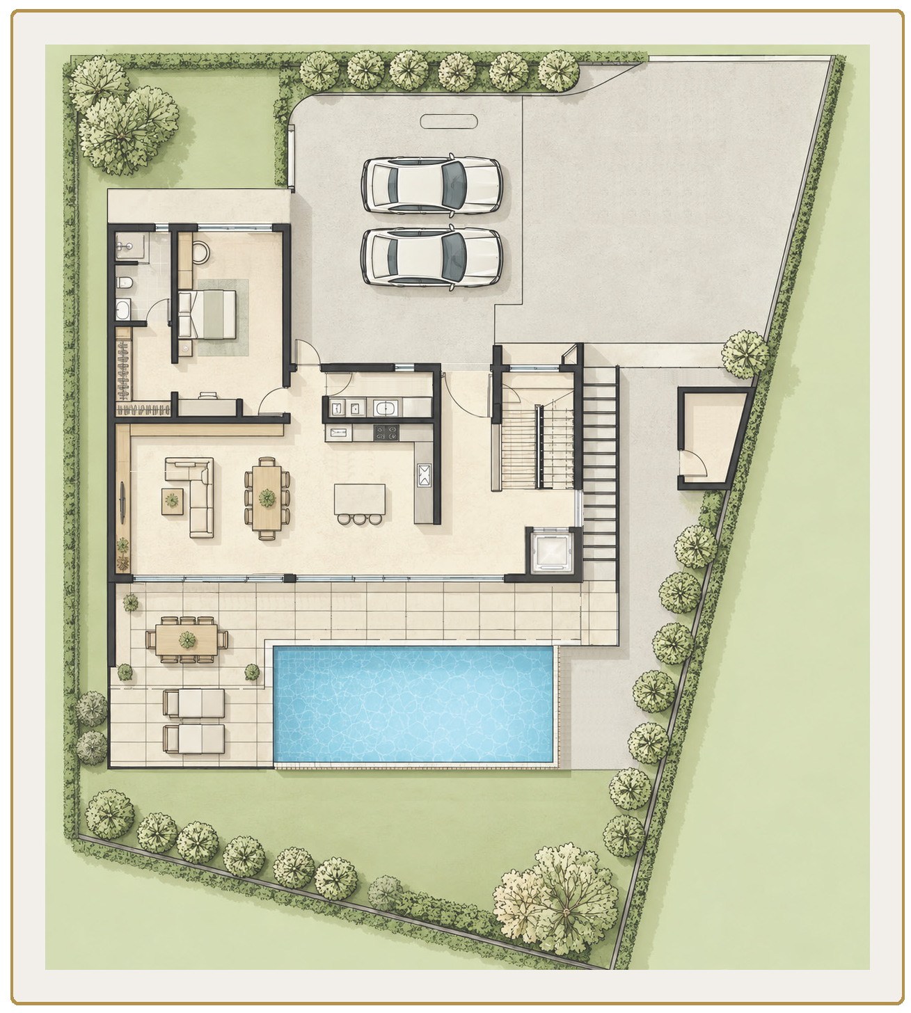 Type E ground floor plan